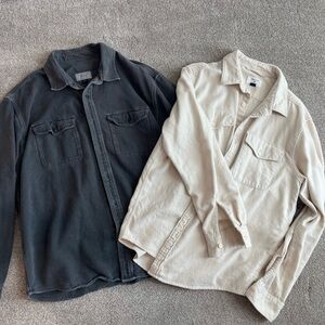 American Eagle Men's Black and Cream Flannels